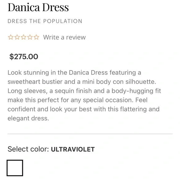 BNWT Dress the Population Danica Dress - Picture 3 of 5